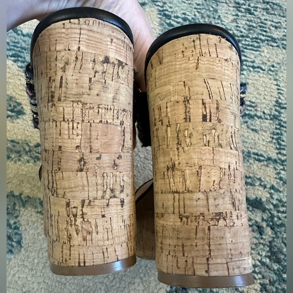 Charles David Boho Aztec Cork Wedge Sandals With Beaded Straps - Picture 5 of 6